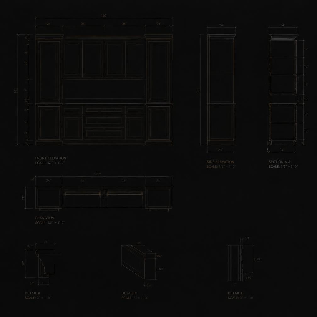 Cabinet elevation drawing with dimensions